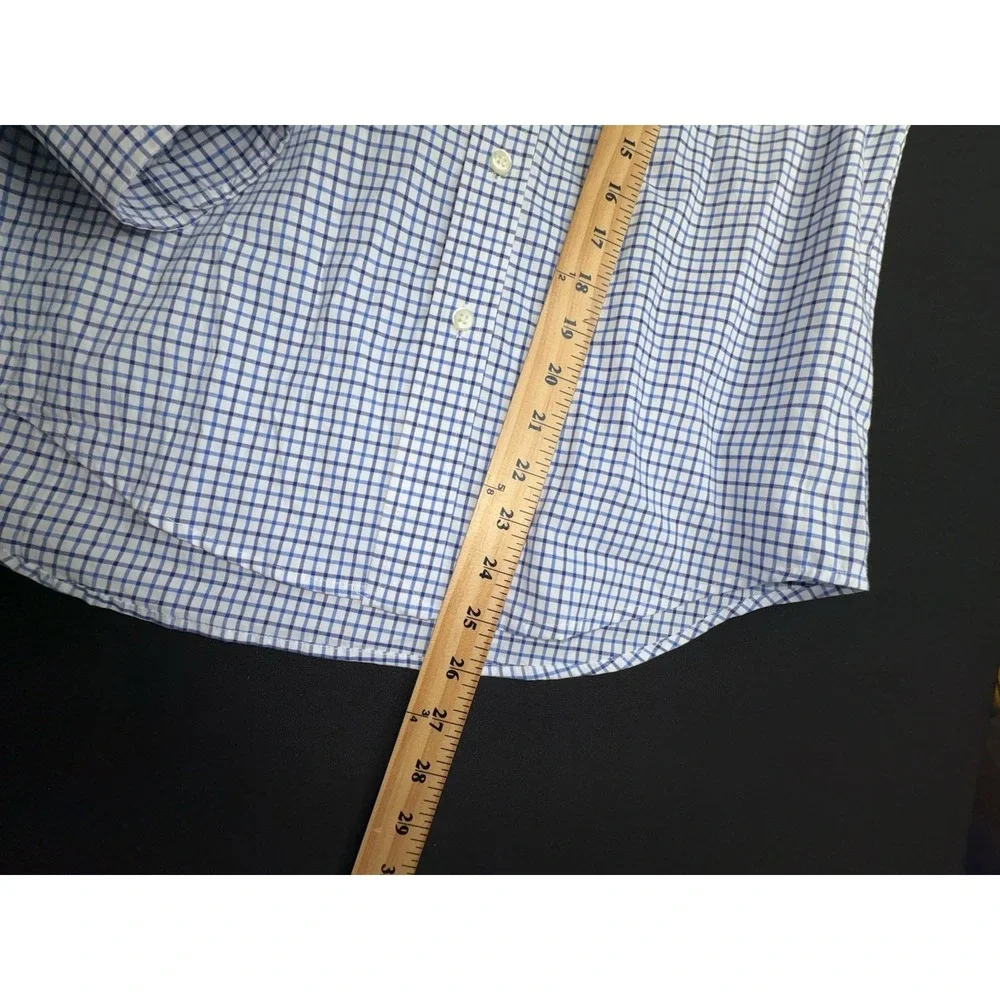 Ralph Lauren Boys Natural Stretch Blue White Check Button Down Shirt Large 14-16